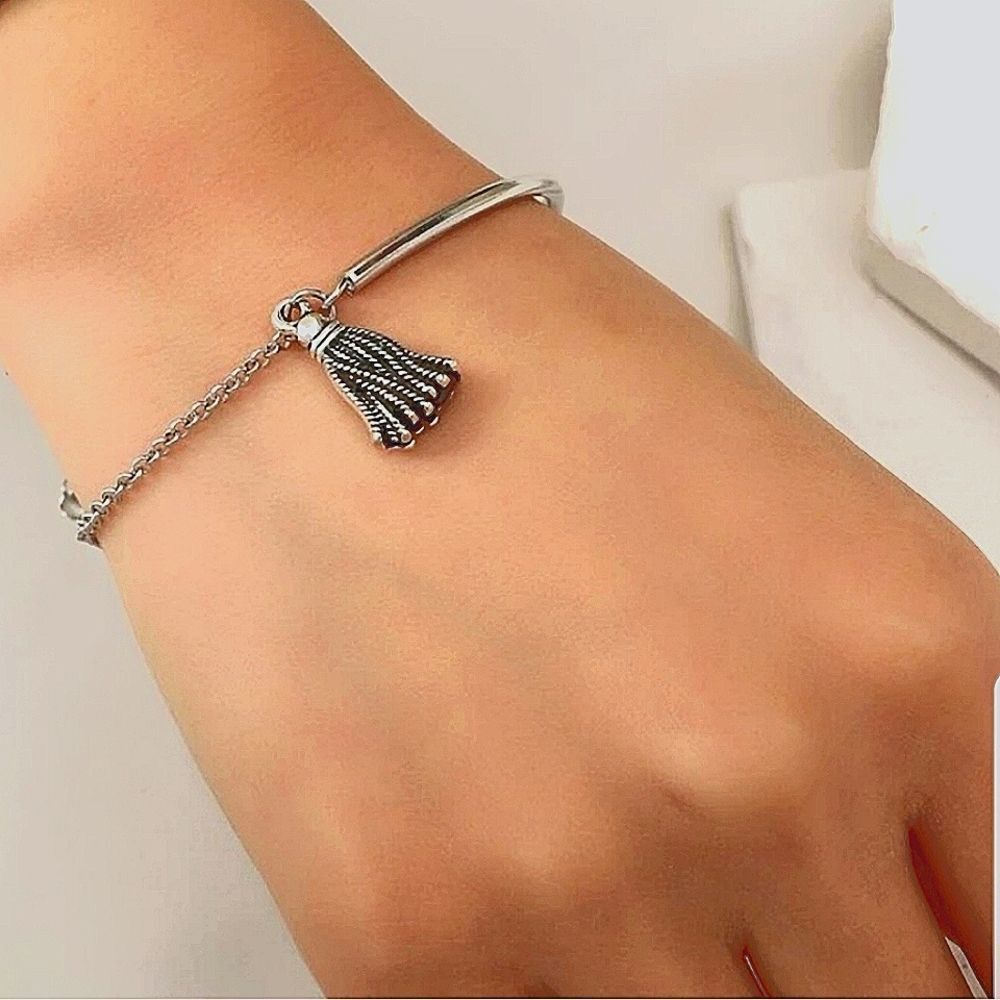 Silver tassel bracelet